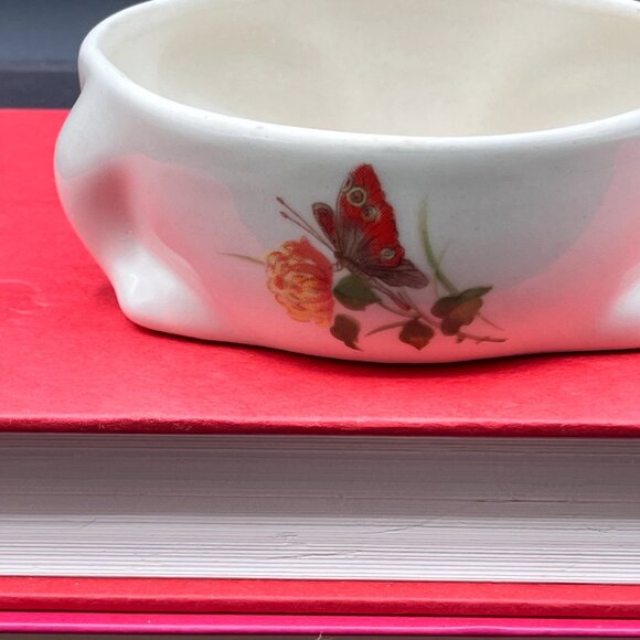 Takahashi Hand Decorated Ceramic Frog Trinket Box, Butterflies, Flowers, Japan - Picture 4 of 8